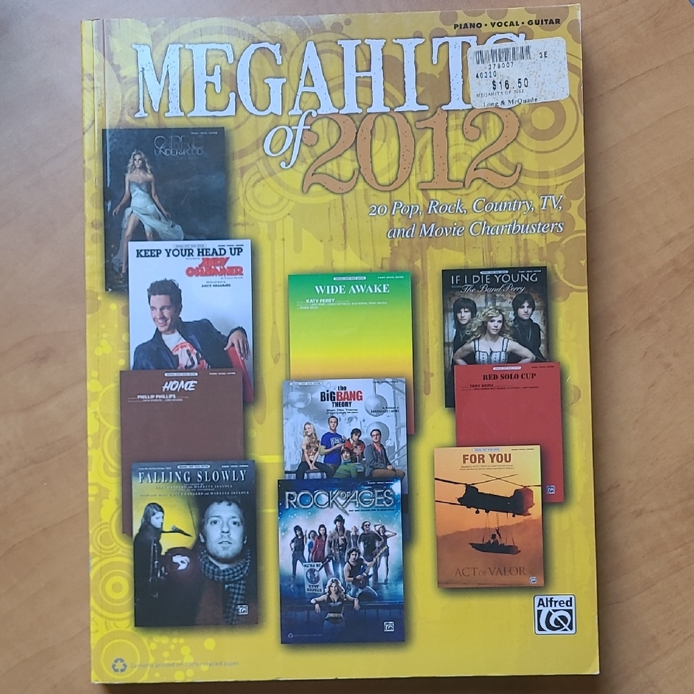 Alfred Megahit of 2012 Songbook - Yellow Cover